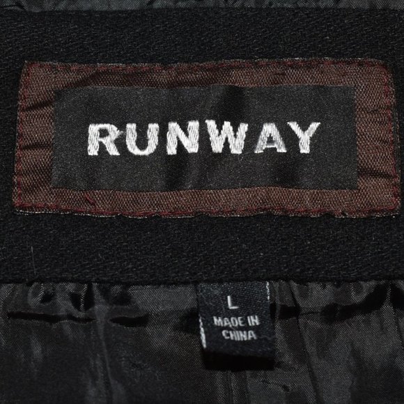 Runway Black Wool-blend Military Pea Coat - Picture 6 of 7